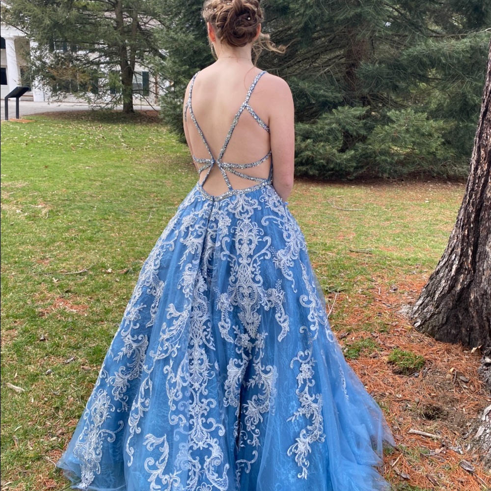 Colette-Mon Cheri blue/silver prom gown